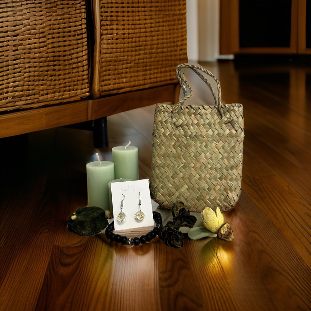 Flax/Seagrass Kete Bag 12x12cm