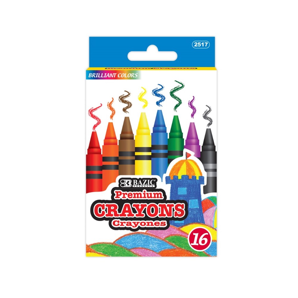 BAZIC 16 Color Premium Crayons (Product of USA)