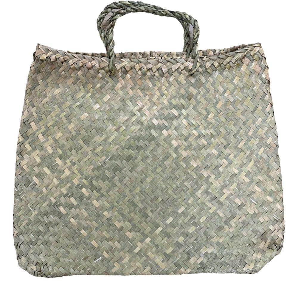 Flax/Seagrass Kete Bag with Base 36x42cm