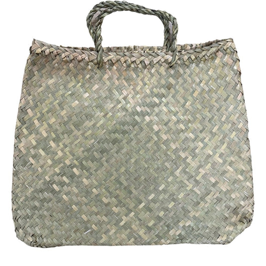 Flax/Seagrass Kete Bag with Base 36x42cm