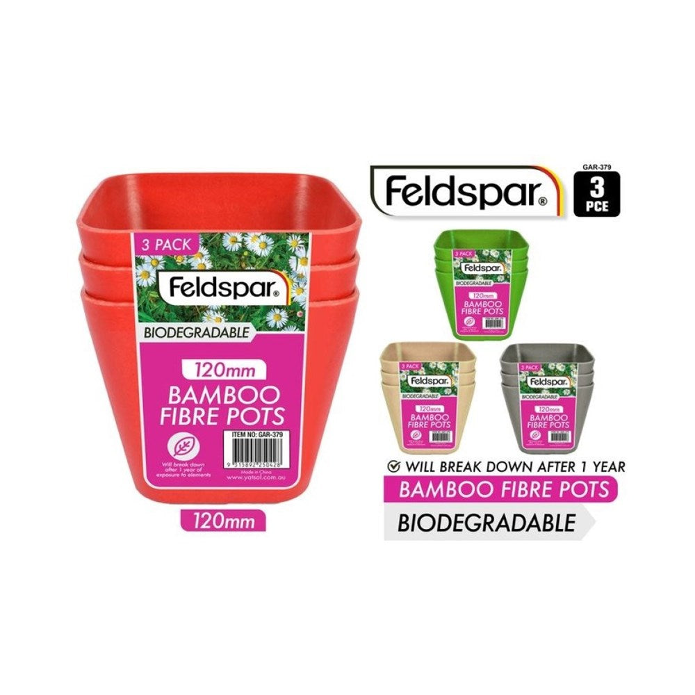 Bamboo Fibre Planting Pots 12x12x11cmH