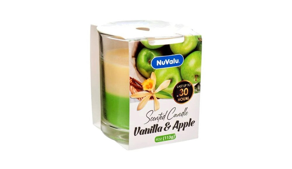 NUVALU - Glass Jar Candle Vanilla & Apple 4 Oz