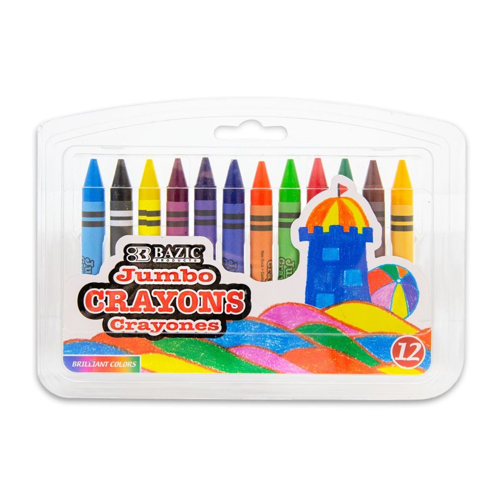 BAZIC 12 Color Premium Jumbo Crayons (Product of USA)
