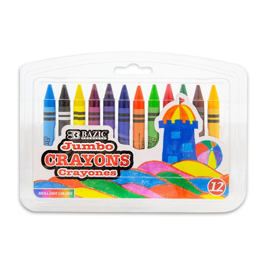 BAZIC 12 Color Premium Jumbo Crayons (Product of USA)