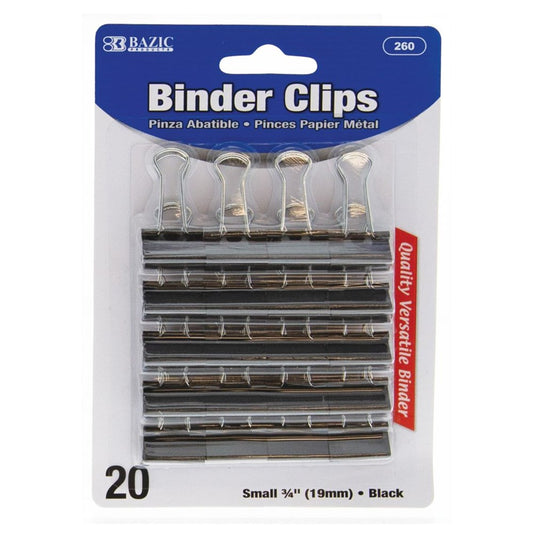 BAZIC Small 3/4" (19mm) Black Binder Clip (Product of USA)