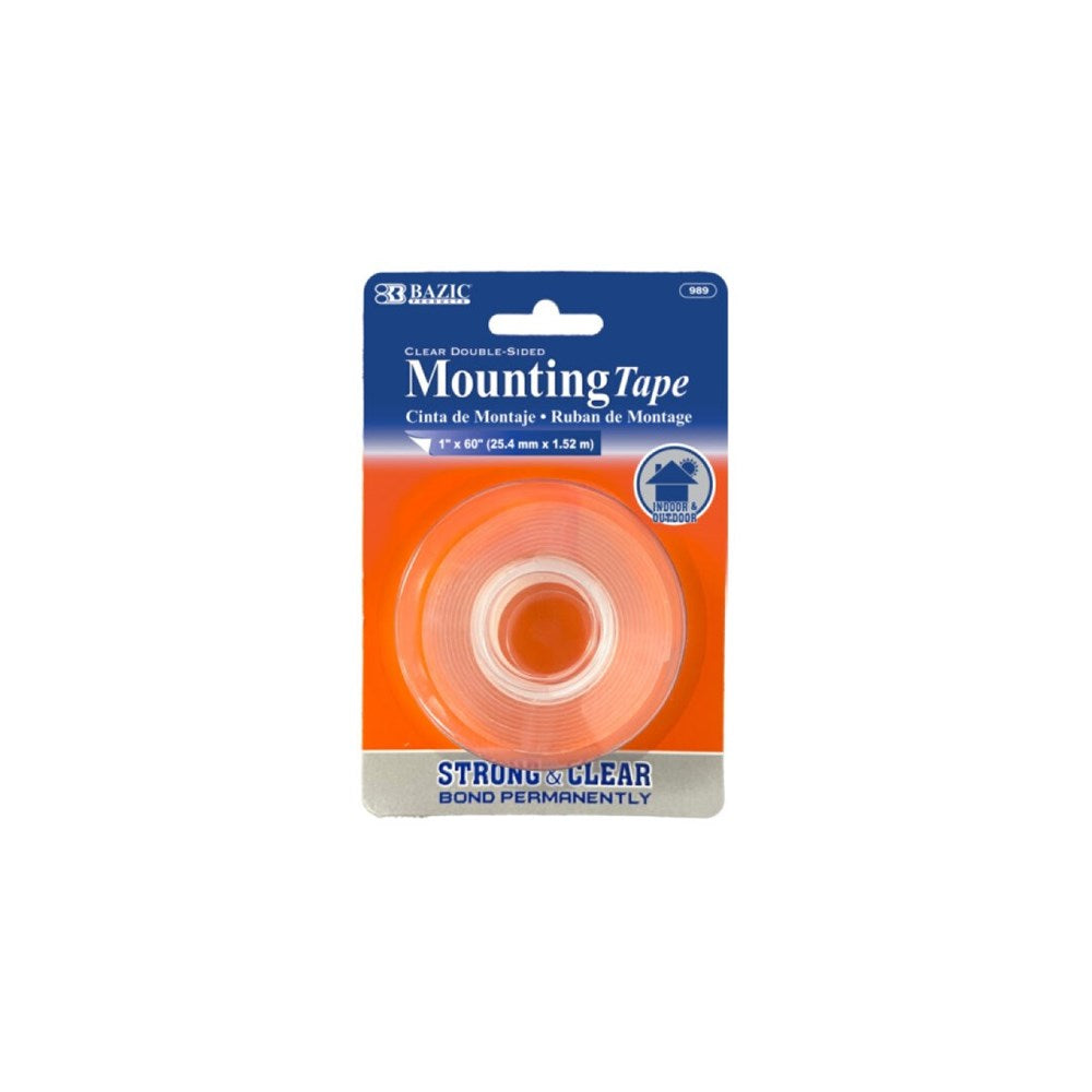 BAZIC 1" X 60" Double Sided Clear Mounting Tape (Product of USA)