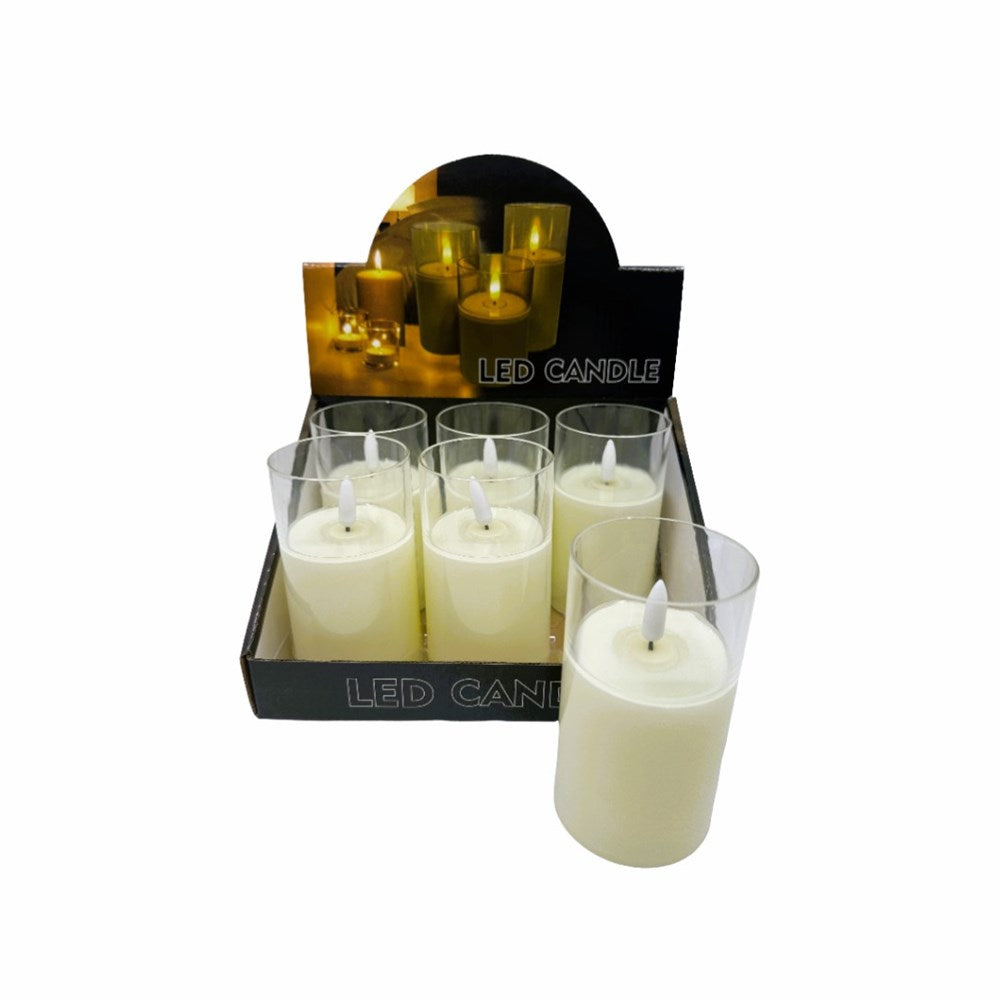LED Clear Candle - White - 11.5cm