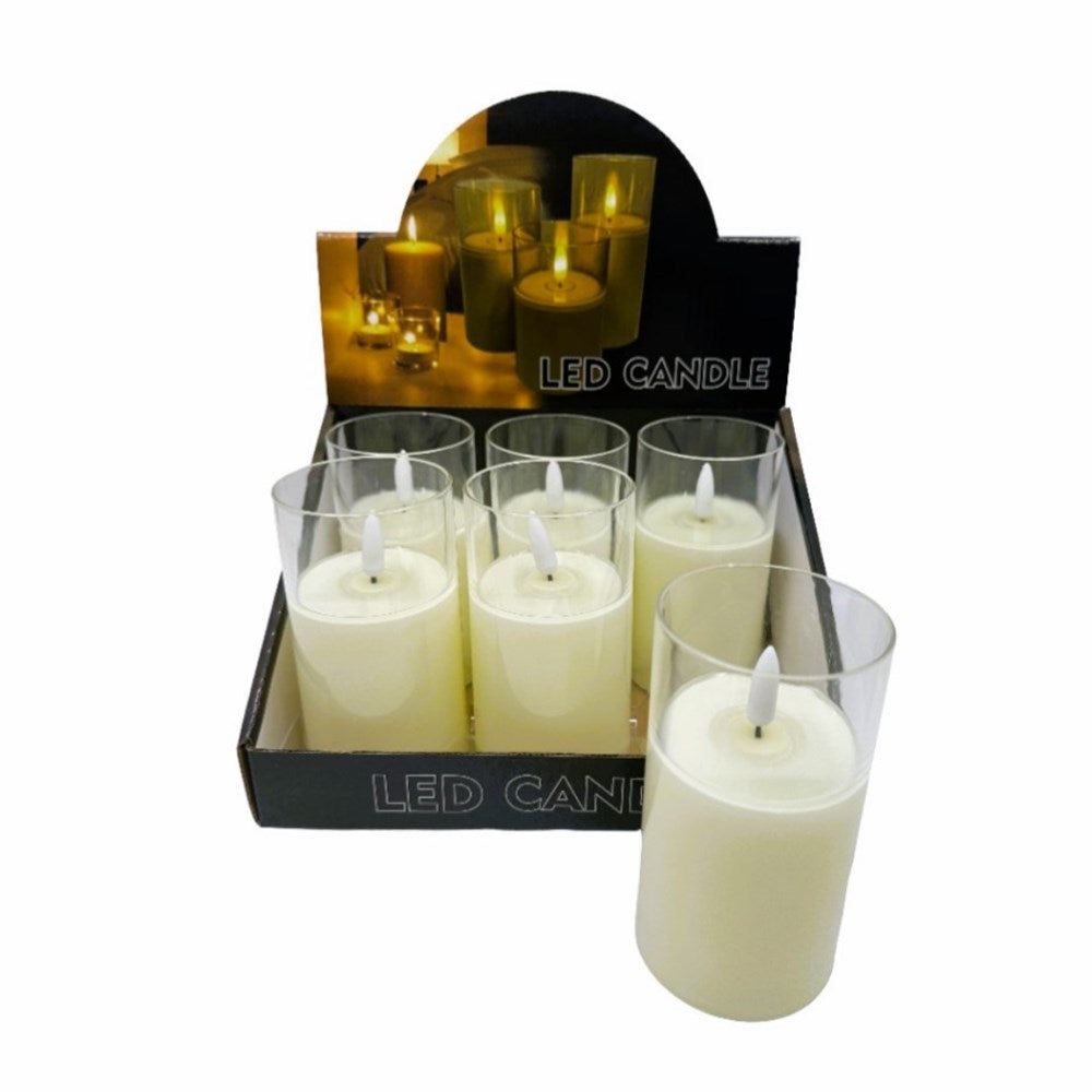 LED Clear Candle - White - 13.5cm