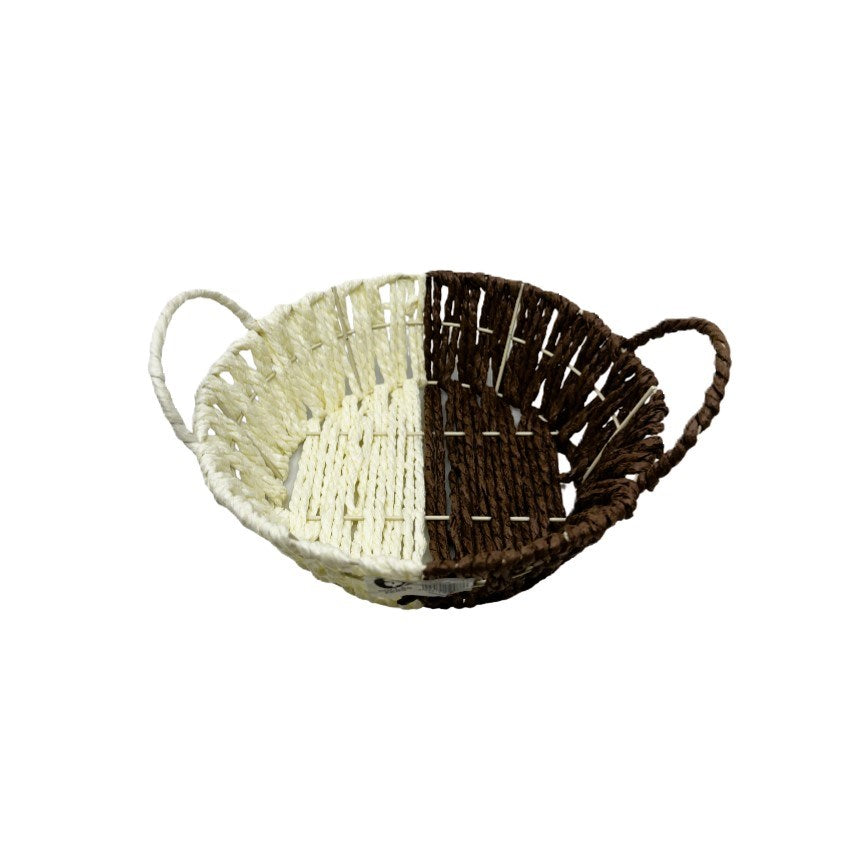 Handmade Paper Thread Basket With Handle- Round (M)