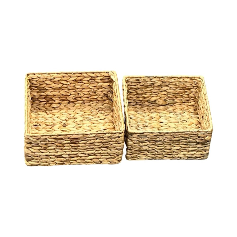 Water Hyacinth Nesting Square Basket(Set of 2pcs)