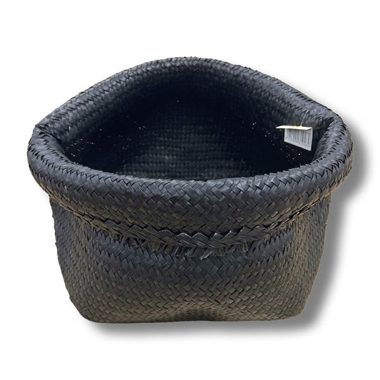 Flax/Seagrass Pot Palm Basket Black 30cm