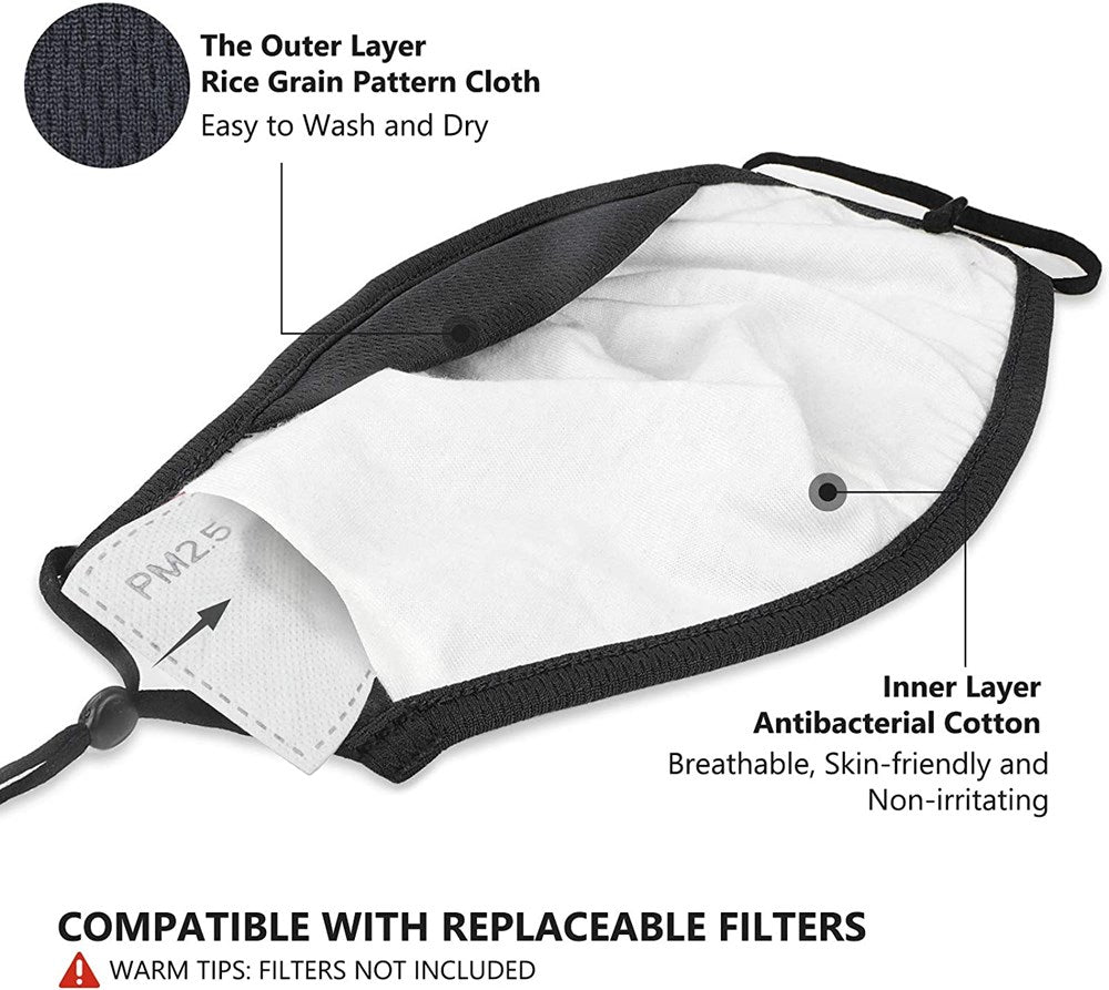 Fabric Cotton Mask 3 Layered - Black