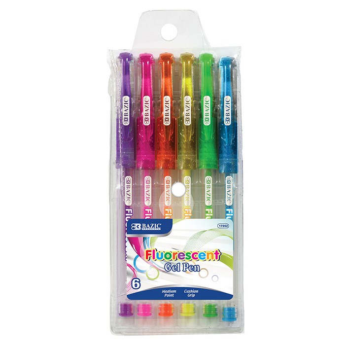 BAZIC 6 Fluorescent Color Essence Gel Pen (Product Of USA)