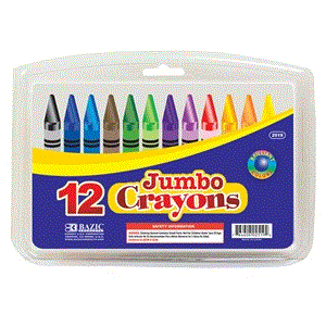 BAZIC 12 Color Premium Jumbo Crayons (Product of USA)