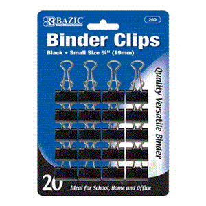 BAZIC Small 3/4" (19mm) Black Binder Clip (Product of USA)