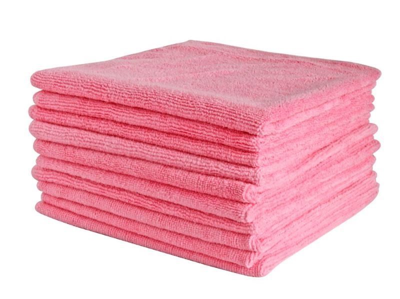 Microfibre Cloths - Pink, 400mm x 400mm, 300gsm (Pack Of 50)