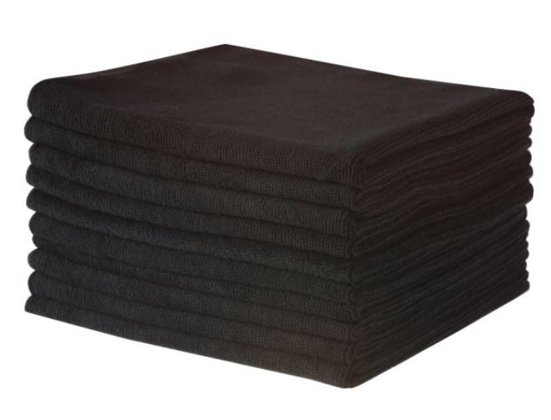 Microfibre Cloths - Black, 400mm x 400mm, 300gsm (Pack Of 50)