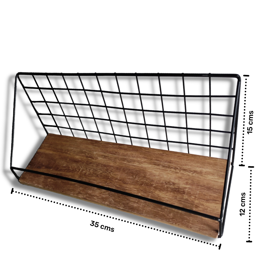 MDF Shelf with Blk Metal Back - Medium