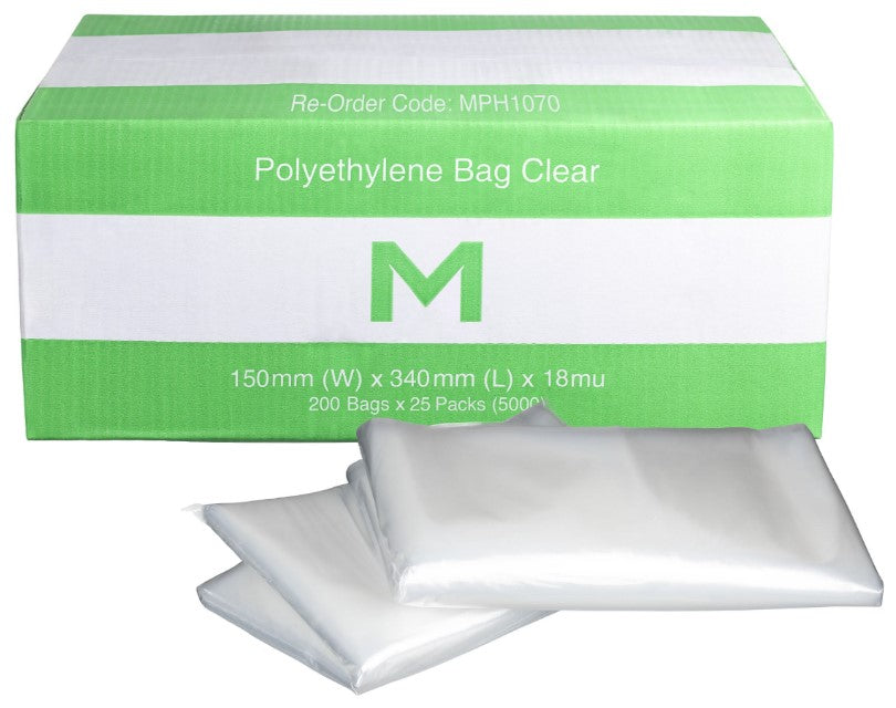 FP Polyethylene Bag w/Flap - Clear, 150mm x 340mm x 18mu (5000)