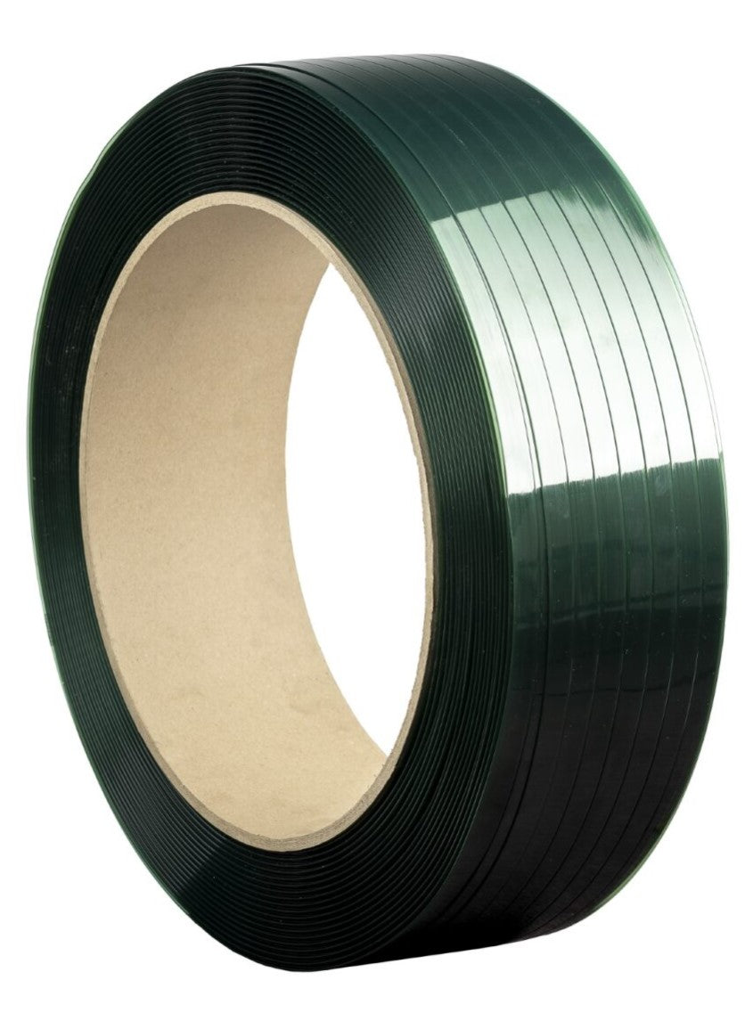 PET Strapping Band Embossed - Green, 9.2mm x 3000m x 0.65mm, 225kgf (1)