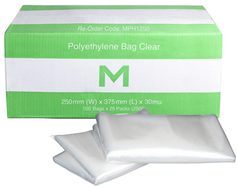 FP Polyethylene Bag - Clear, 250mm x 375mm x 30mu (2500)