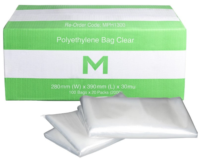 FP Polyethylene Bag w/Flap - Clear, 280mm x 390mm x 30mu (2000)