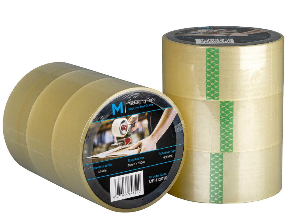 Premium Hot Melt Packaging Tape - Clear, 48mm x 100m x 50mu (36) *Strong Adhesive