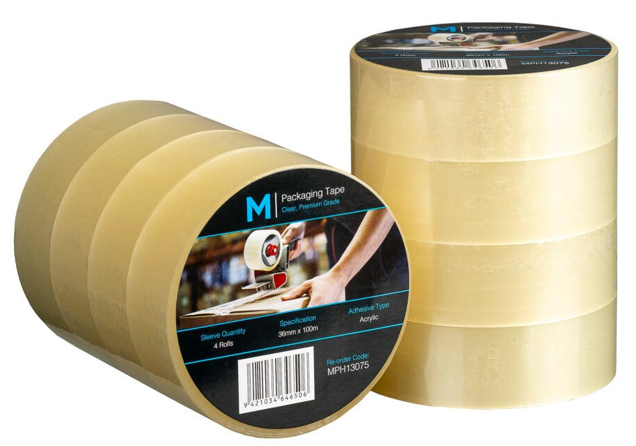 Premium Acrylic Packaging Tape - Clear, 36mm x 100m x 55mu (48)
