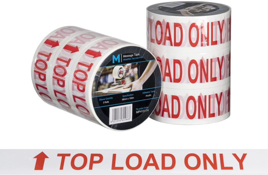 Message Tape Top Load Only - White/Red, 48mm x 100m x 50mu (36)