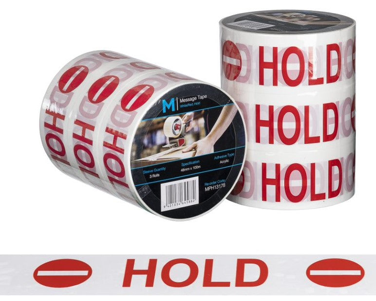 Message Tape Hold - White/Red, 48mm x 100m x 50mu (36)