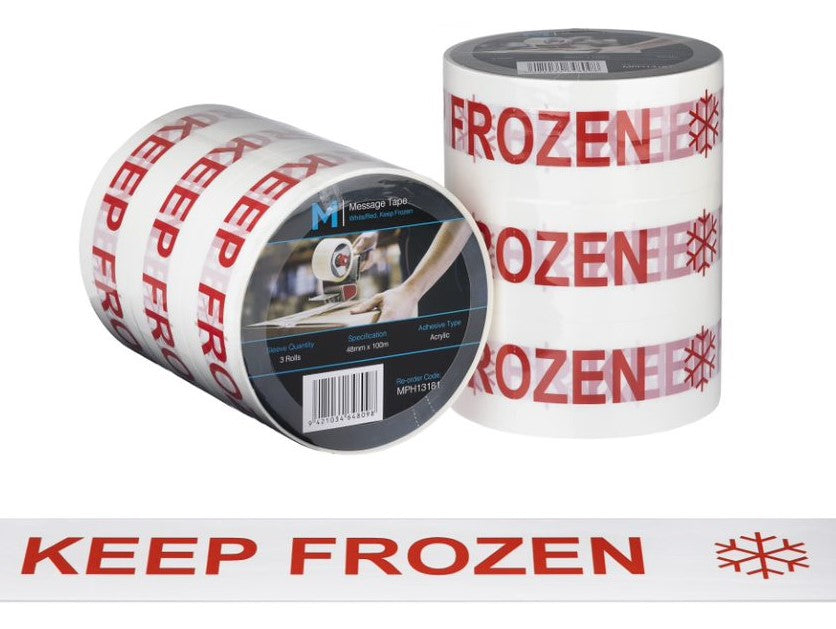 Message Tape Keep Frozen - White/Red, 48mm x 100m x 50mu (36)