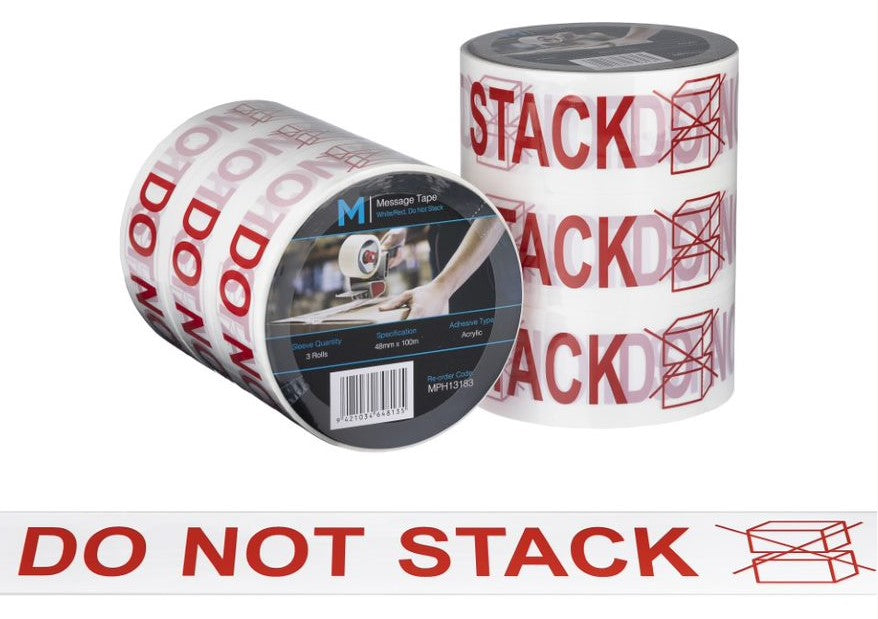 Message Tape Do Not Stack - White/Red, 48mm x 100m x 50mu (36)