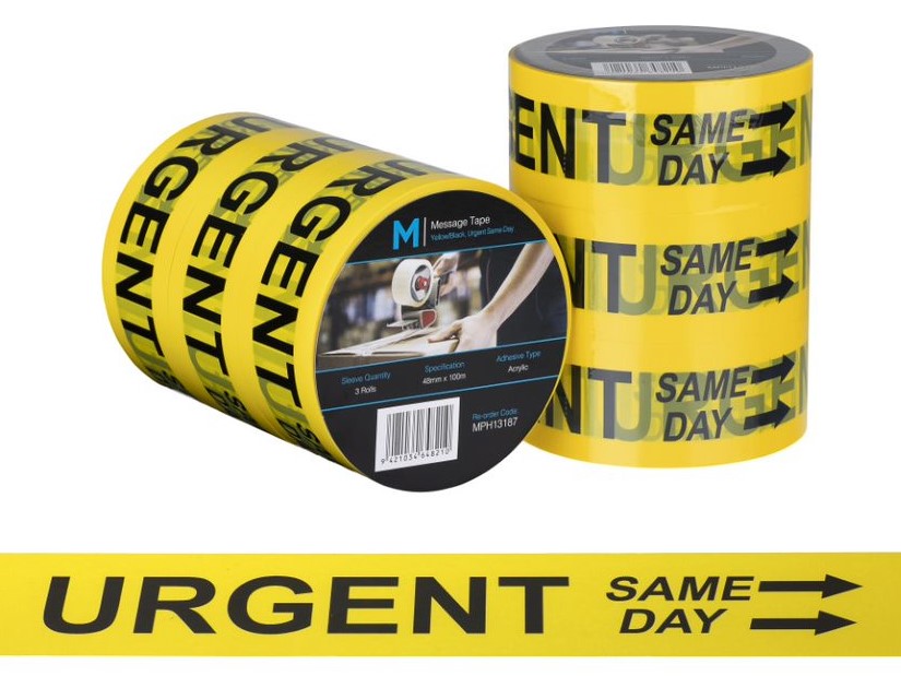 Message Tape Urgent Same Day - Yellow/Black, 48mm x 100m x 50mu (36)
