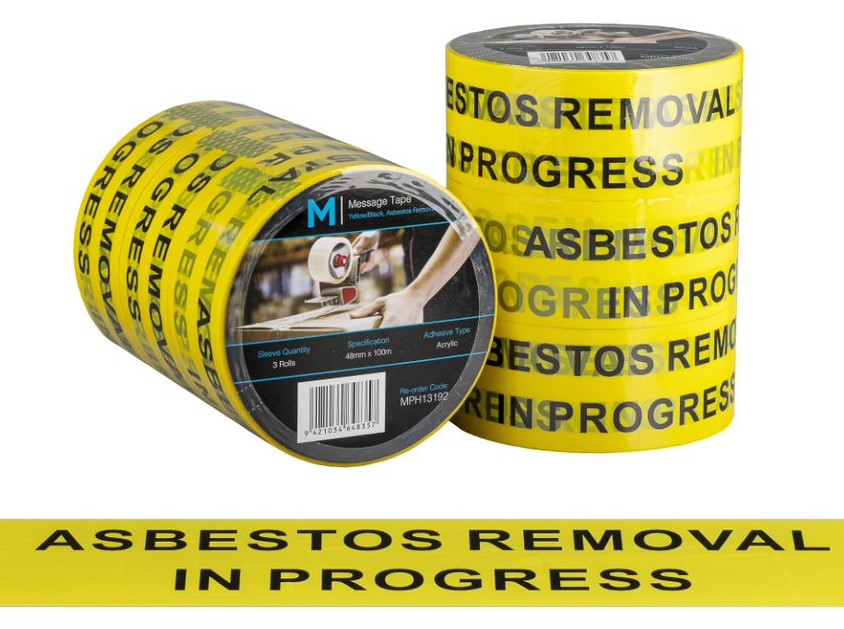 Message Tape Asbestos Removal - Yellow/Black, 48mm x 100m x 50mu (36)