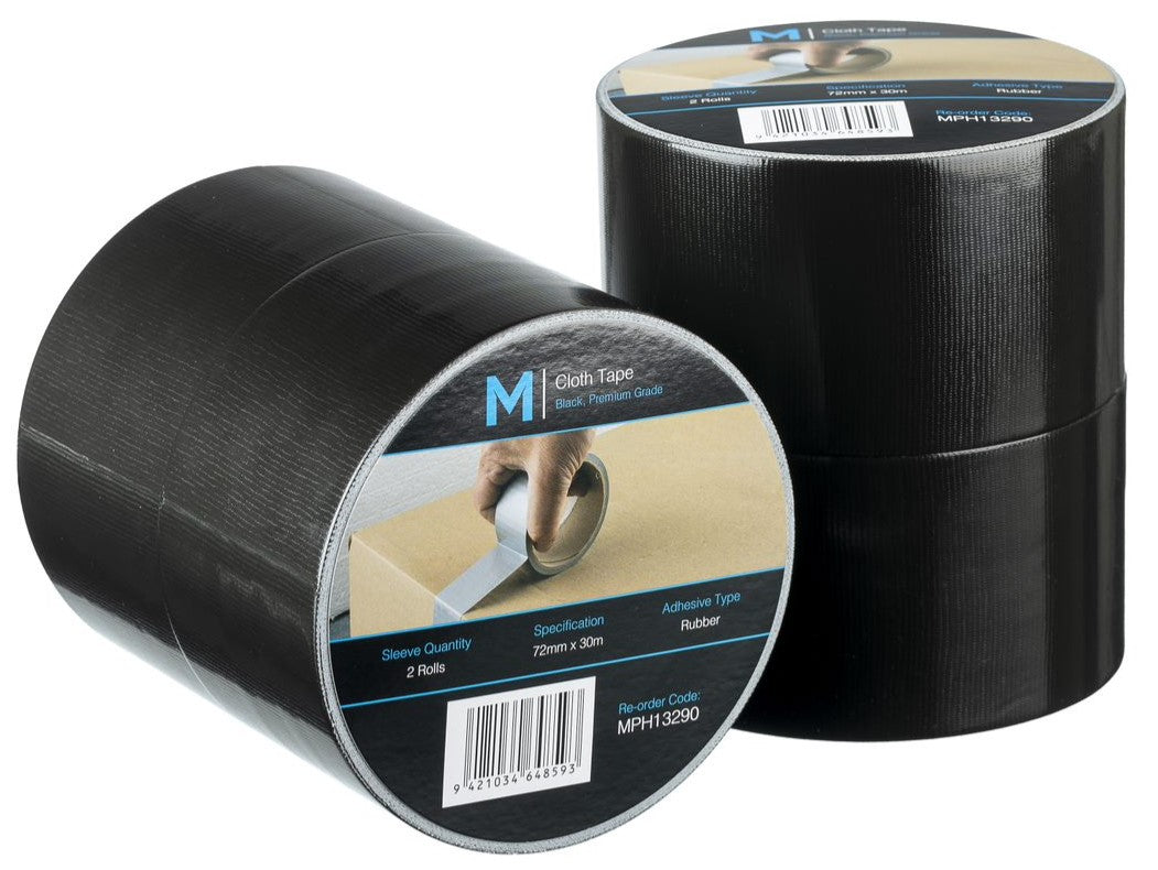 Premium Cloth Tape - Black, 72mm x 30m x 250mu (24)