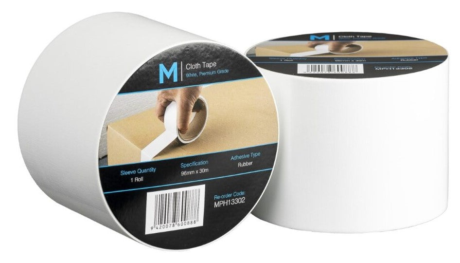 Premium Cloth Tape - White, 96mm x 30m x 250mu (12)