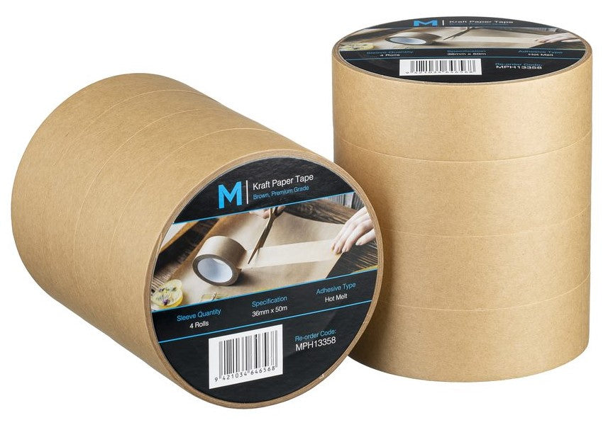 Kraft Paper Packaging Tape - Tan, 36mm x 50m x 125mu (48)