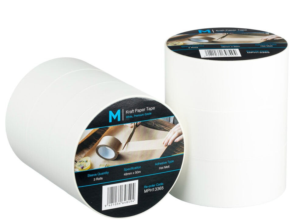 Kraft Paper Packaging Tape - White, 48mm x 50m x 125mu (36)
