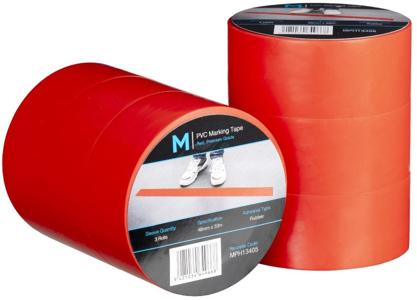 PVC Floor Marking Tape - Red, 48mm x 33m x 150mu (18)
