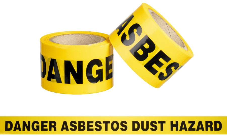 Danger Asbestos Barrier Tape - Yellow/Black, 75mm x 50m x 85mu (12)
