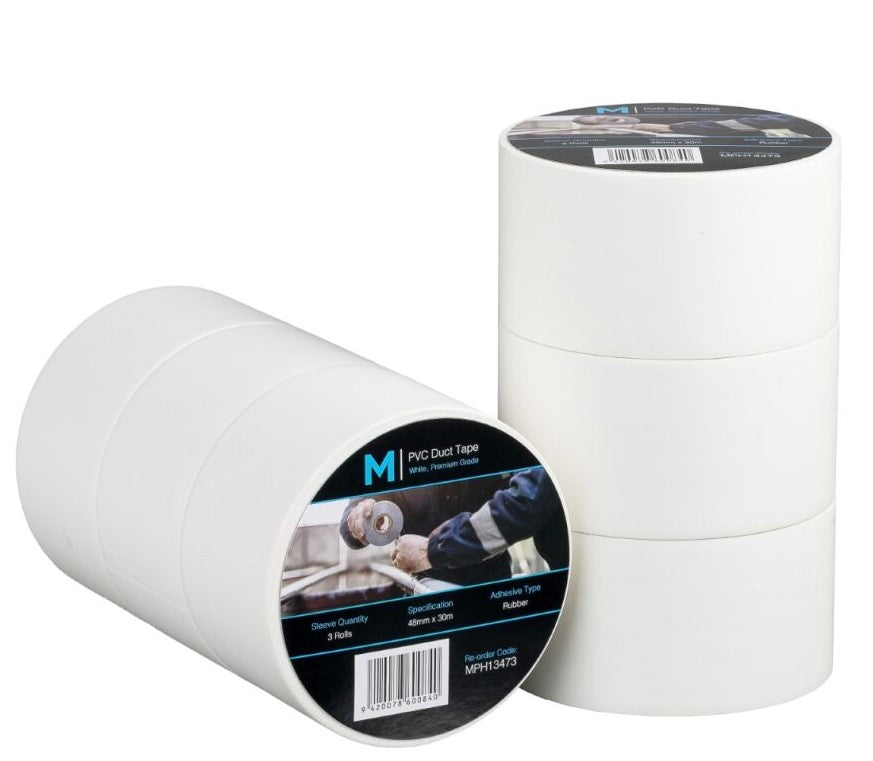PVC Utility Duct Tape - White, 48mm x 30m x 150mu (30)
