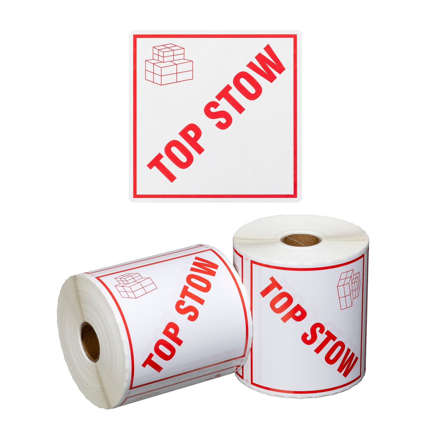 Handling Label Top Stow - White/Red, 99mm x 99mm (500)