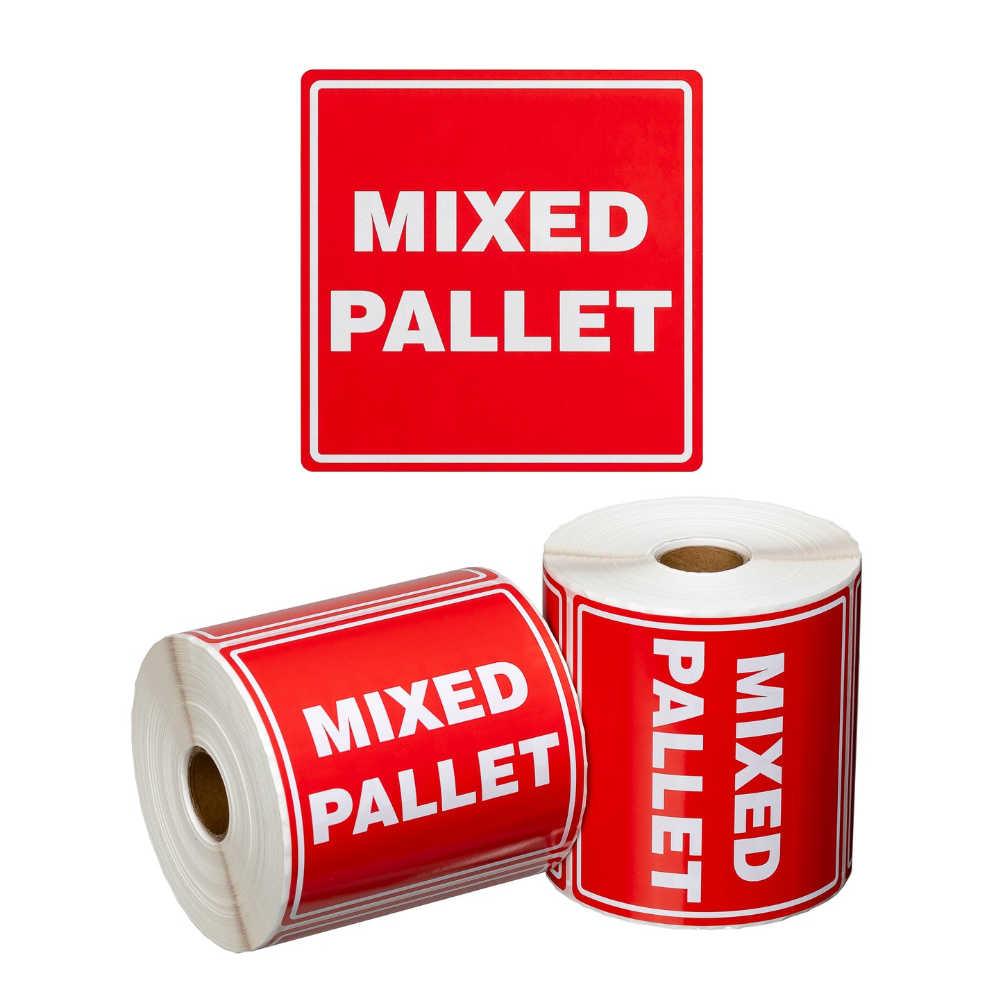 Handling Label Mixed Pallet - Red/White, 99mm x 99mm (500)