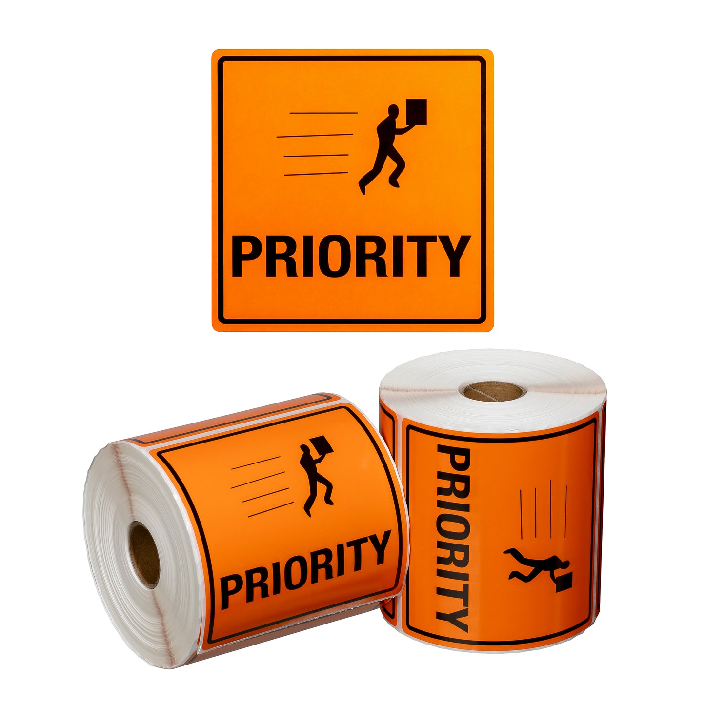 Handling Label Priority - Orange/Black, 99mm x 99mm (500)