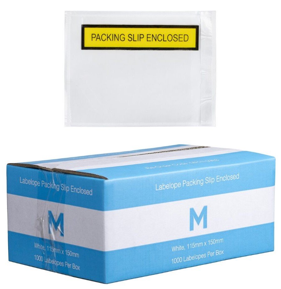 Plastic Labelope Packing Slip Enclosed - White, 115mm x 150mm (1000)