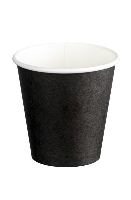 Single Wall PE Paper Cups - Black, 6oz, 230ml (1000) *80mm Diameter