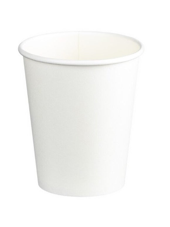 Single Wall PE Paper Cups - White, 8oz, 280ml (1000) *80mm Diameter