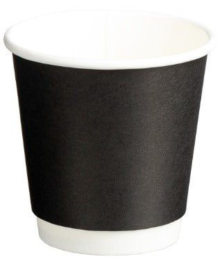 Double Wall PE Paper Cups - Black, 6oz, 230ml (500) *80mm Diameter