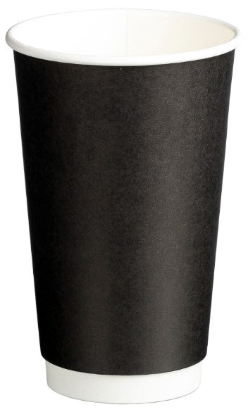Double Wall PE Paper Cups - Black, 16oz, 510ml (500) *90mm Diameter