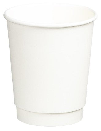 Double Wall PE Paper Cups - White, 8oz, 280ml (500) *80mm Diameter